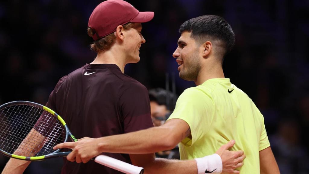 Jannik Sinner y Carlos Alcaraz, en su exhibición en Corea