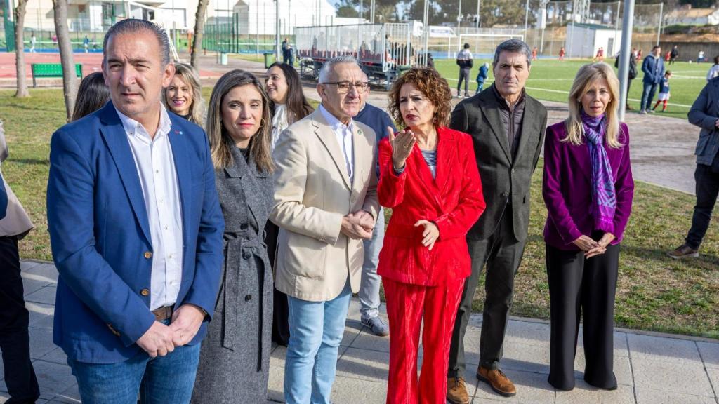 La vicepresidenta del Gobierno, María Jesús Montero, en un acto en Bonares (Huelva).