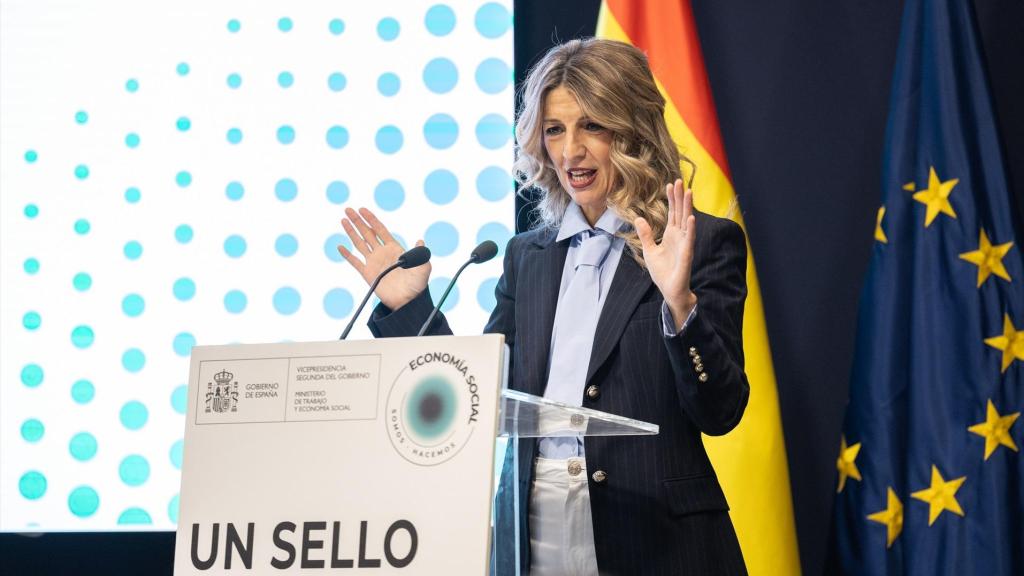 La vicepresidenta Yolanda Díaz, durante un acto celebrado el pasado mes de diciembre en el Ministerio de Trabajo.