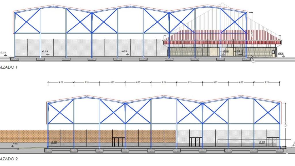 Plano cubierta de las pistas de tenis del Rosa Colorado