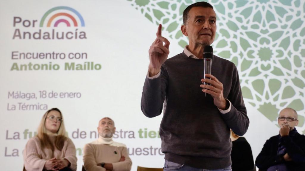 El candidato a la presidencia de la Junta de Andalucía por Por Andalucía, Antonio Maíllo, en un acto en Málaga.