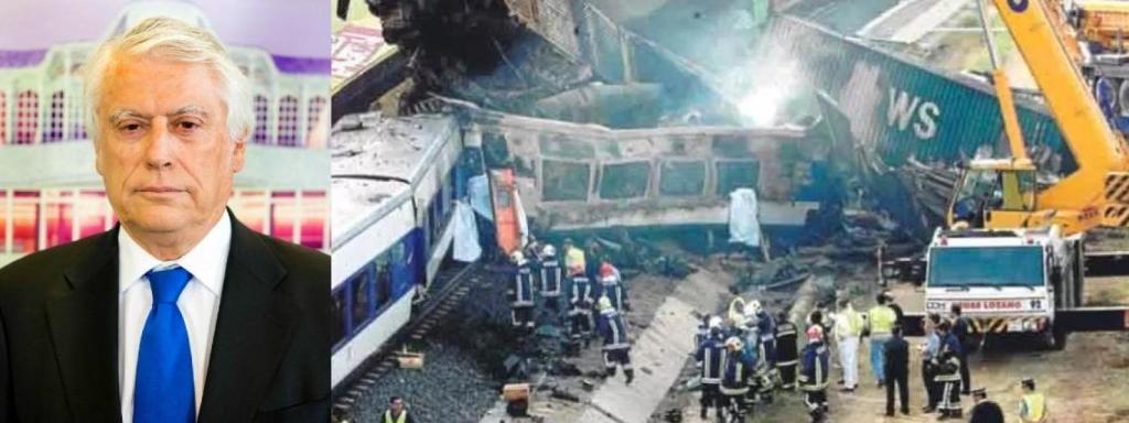 A la izquierda, el ingeniero Juan Guillamón, en su etapa de diputado en la Asamblea Regional. A la derecha, la colisión entre dos trenes que se produjo en Chinchilla en 2003 a la que Guillamón sobrevivió con graves lesiones.