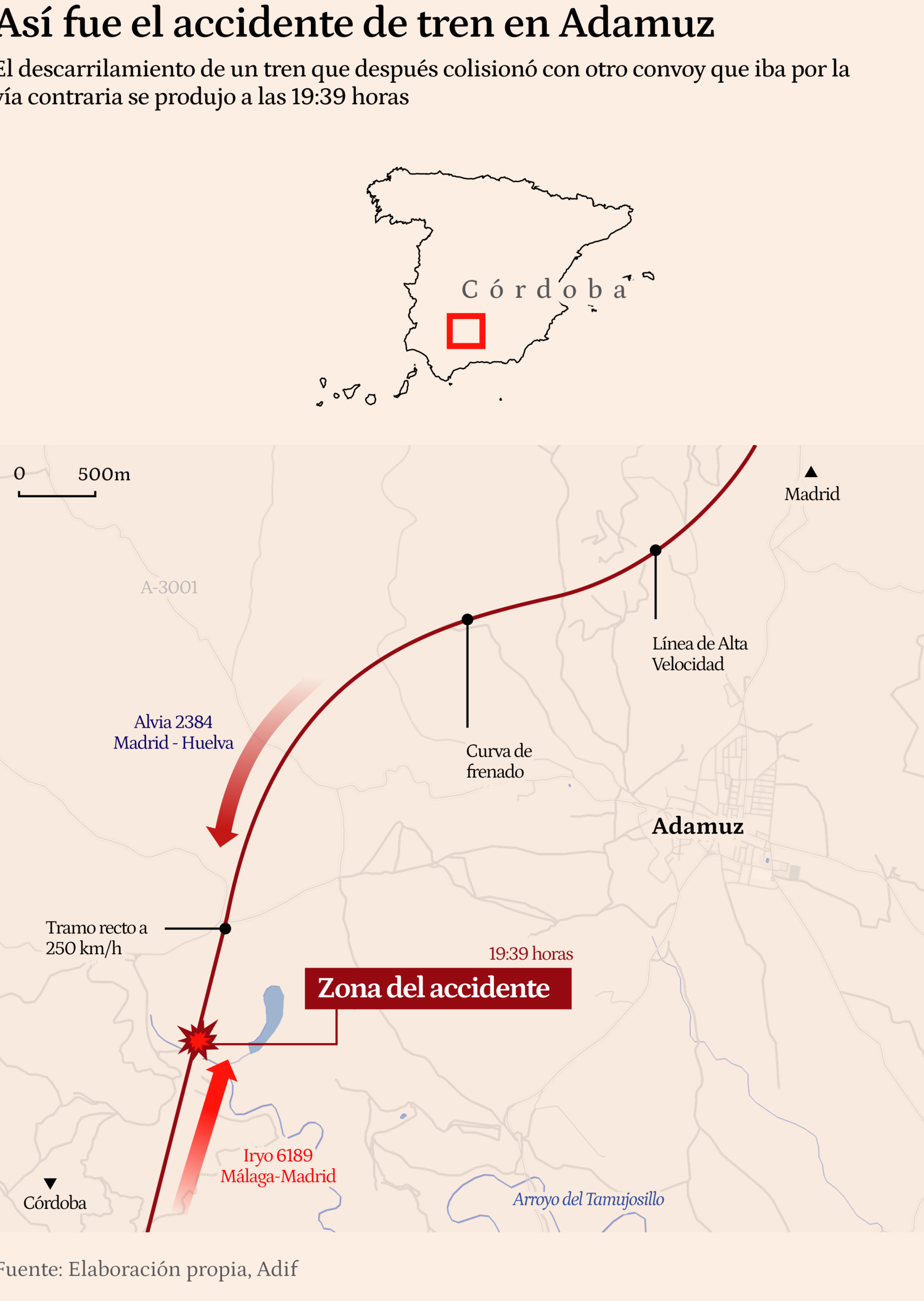 Así fue el accidente de tren en Adamuz