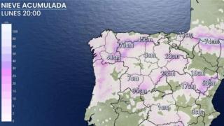 Acumulado de nieve de domingo 18 a domingo 25 de enero de 2026.