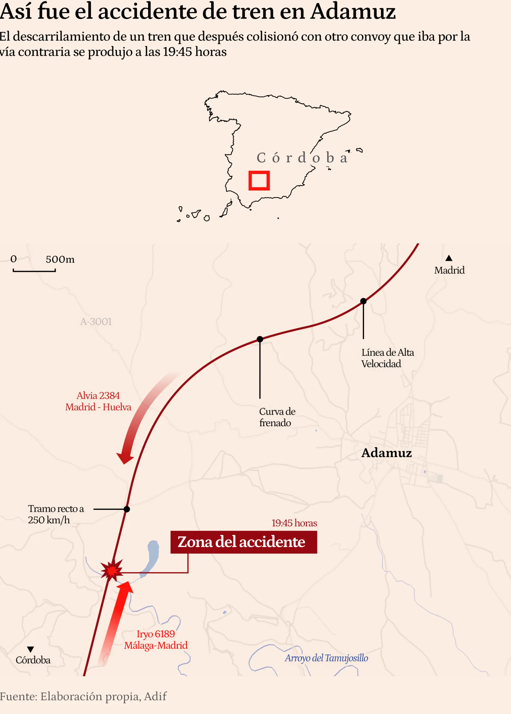 Así fue el accidente de tren  en Adamuz.