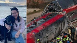 Ana, la pasajera protagonista, junto a su mascota, Boro, y a la derecha, una imagen del Iryo accidentado.