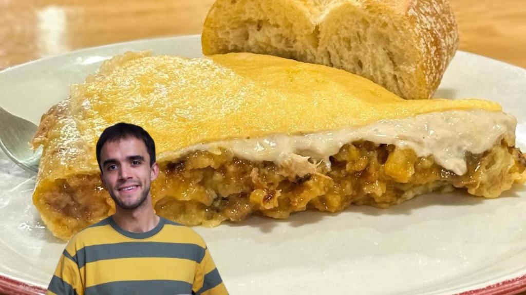 Montaje con tortilla del restaurante Rua Cafetería en Santander.