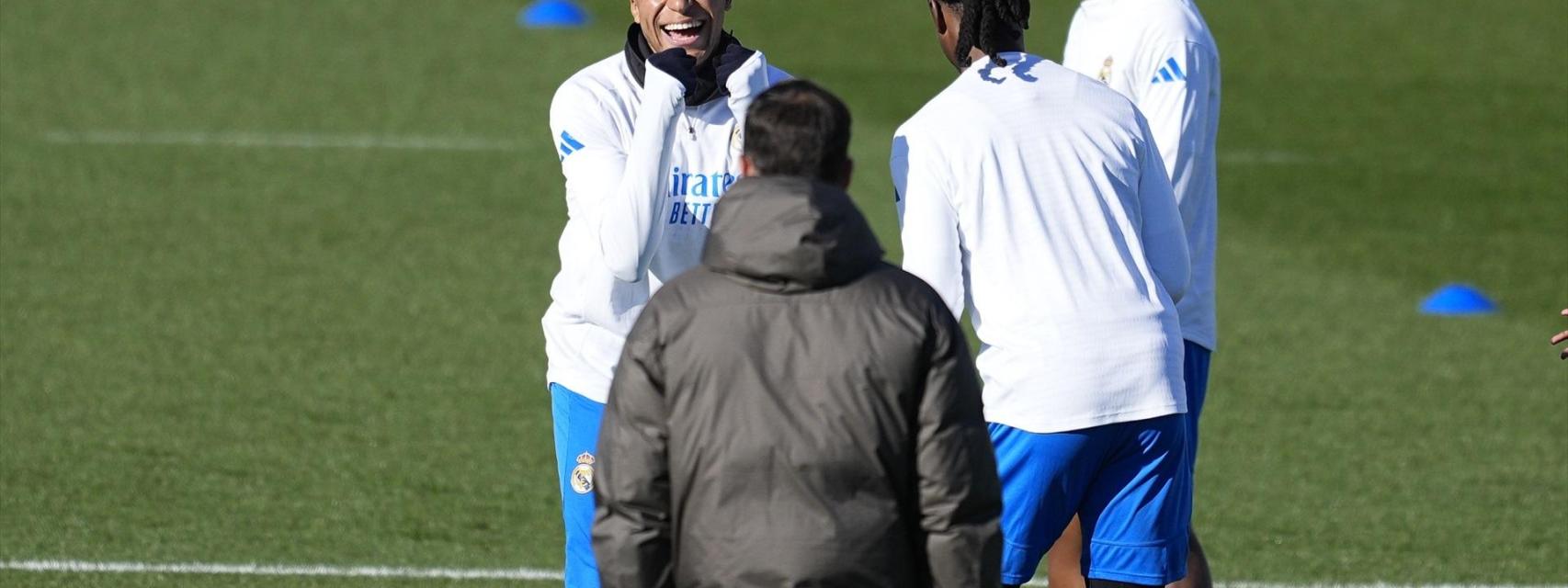 Mbappé, en el entrenamiento del Real Madrid