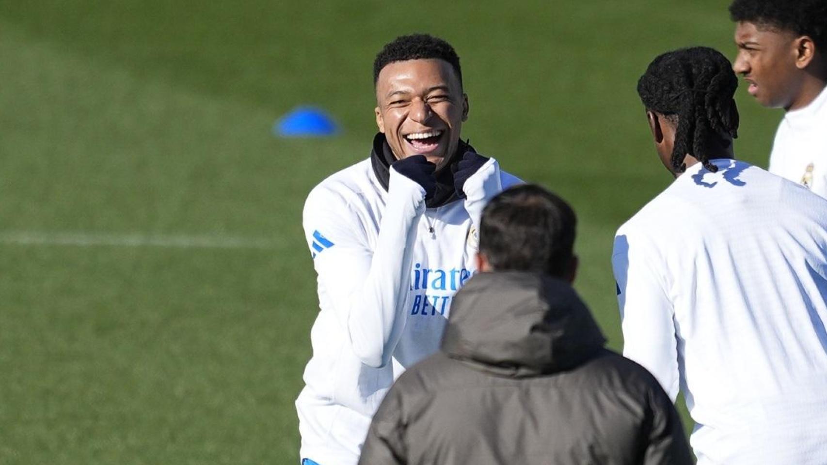 Mbappé, en el entrenamiento del Real Madrid