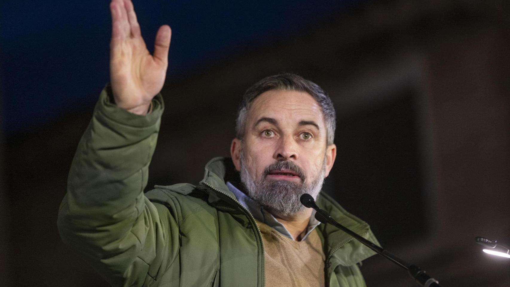 Santiago Abascal en un acto en Utebo (Zaragoza) el pasado 13 de enero.