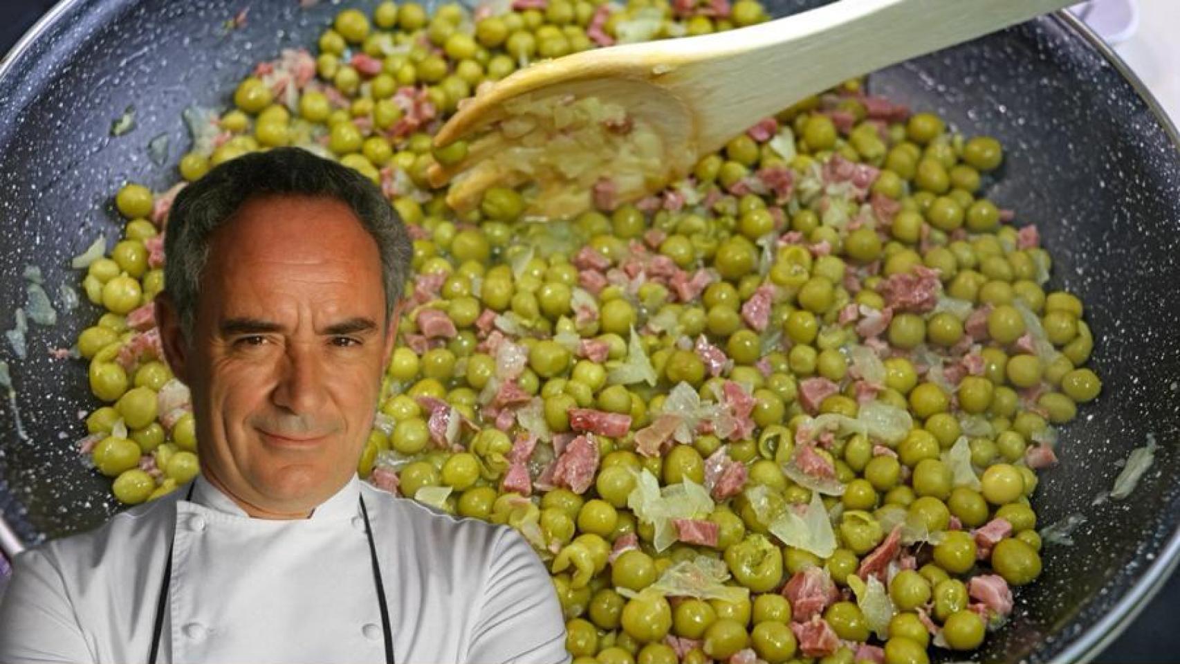 Ferran Adrià junto a un bote de guisantes.