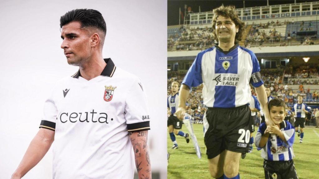 El jugador Andy Escudero en la actualidad y con su padre años atrás.