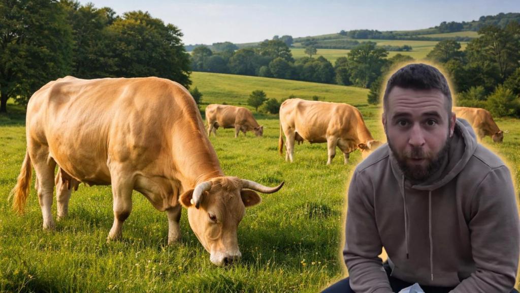 Jacinto, ganadero asturiano, en un montaje de El Español