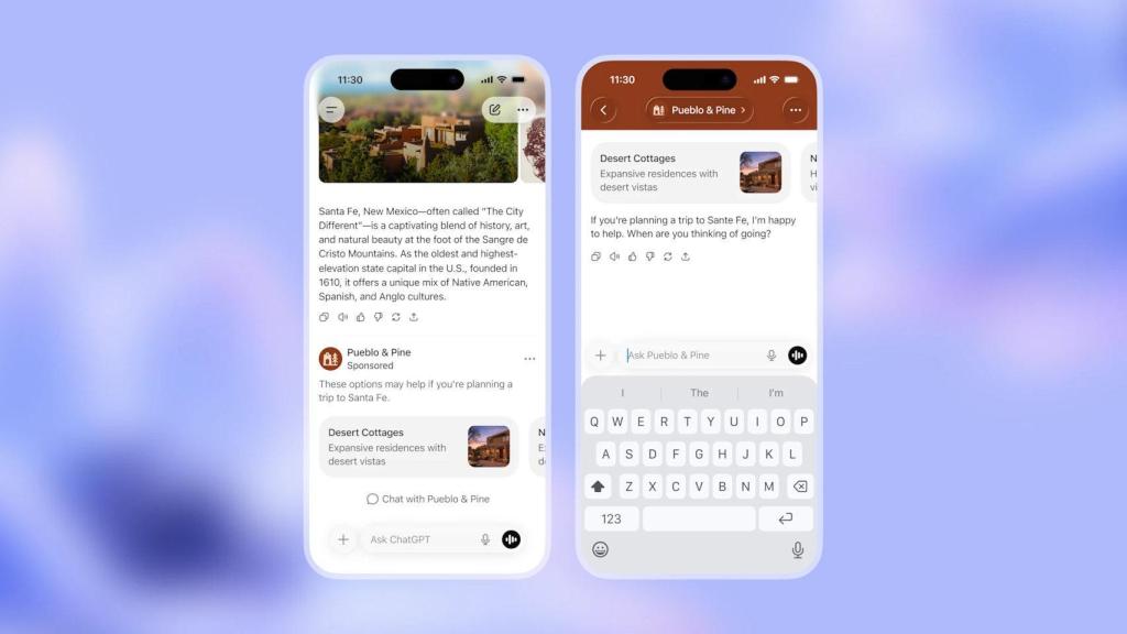 Ejemplo de anuncios en ChatGPT