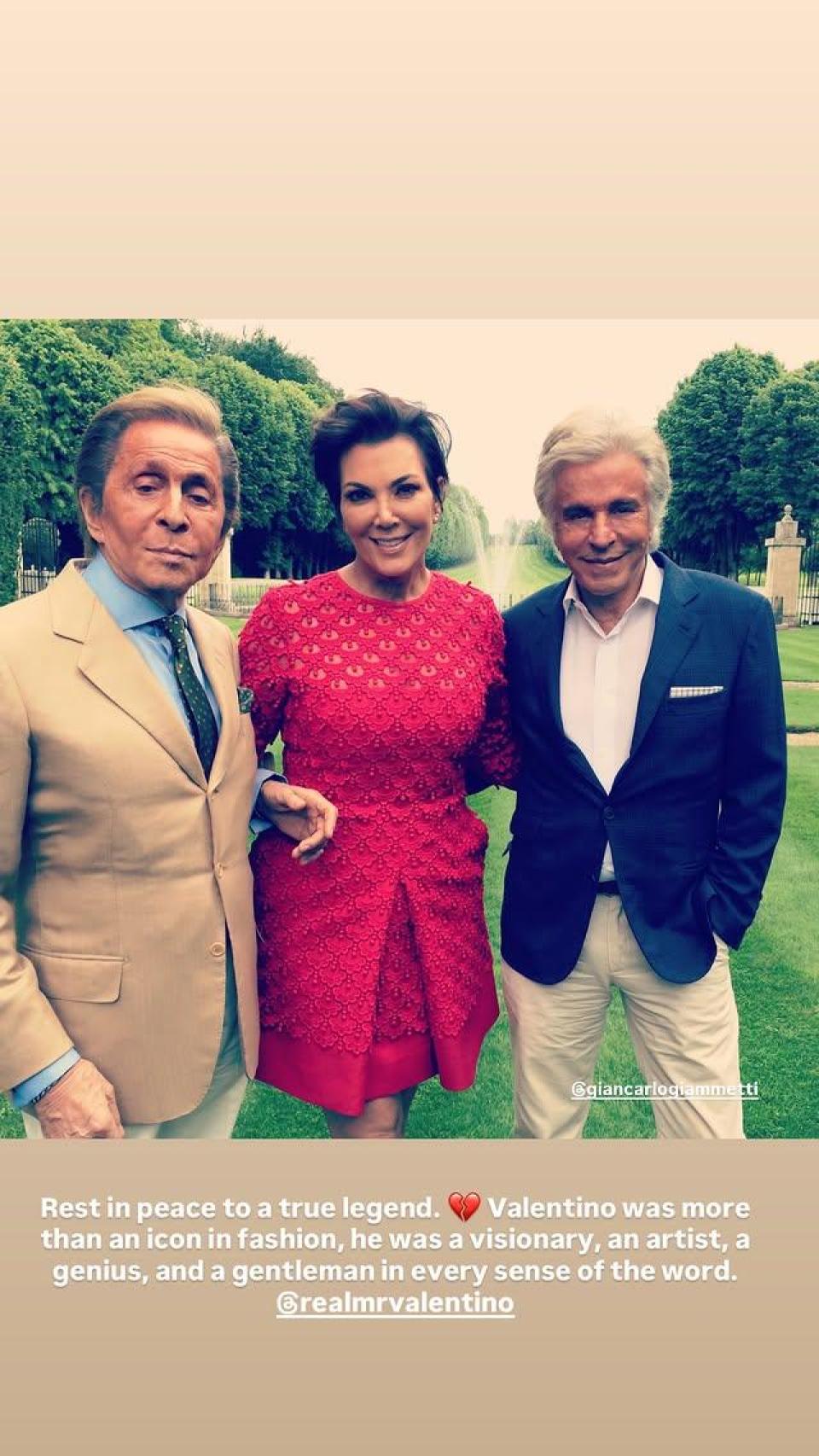 Kris Jenner era amiga y clienta habitual de Valentino.