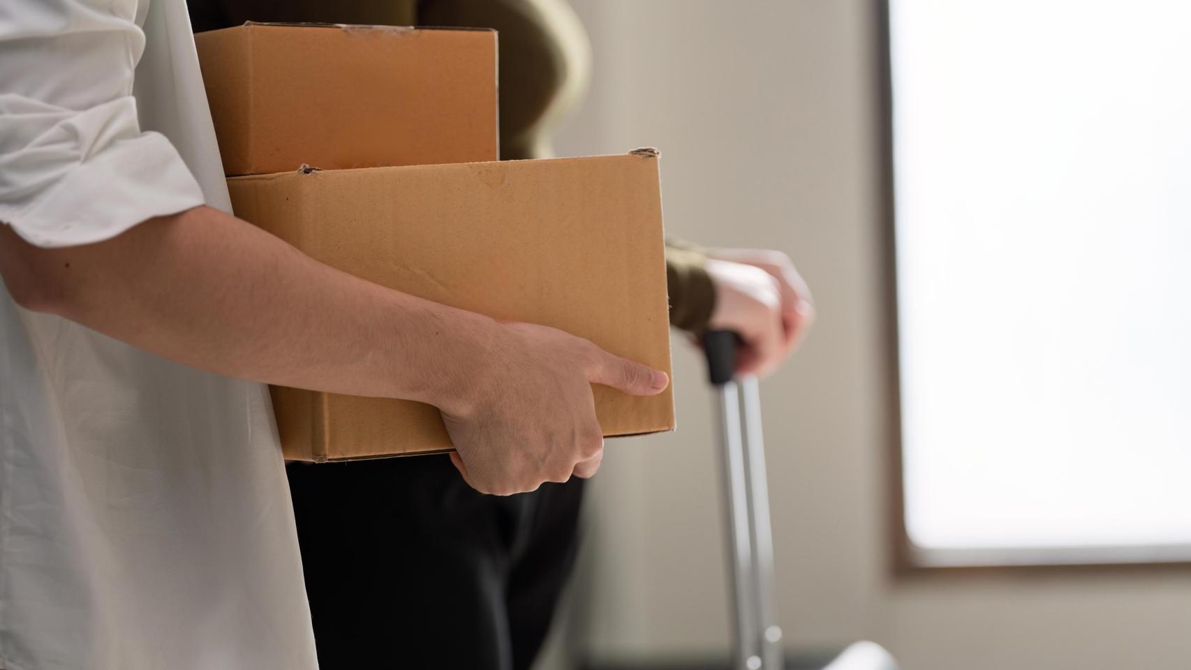 Una pareja en plena mudanza