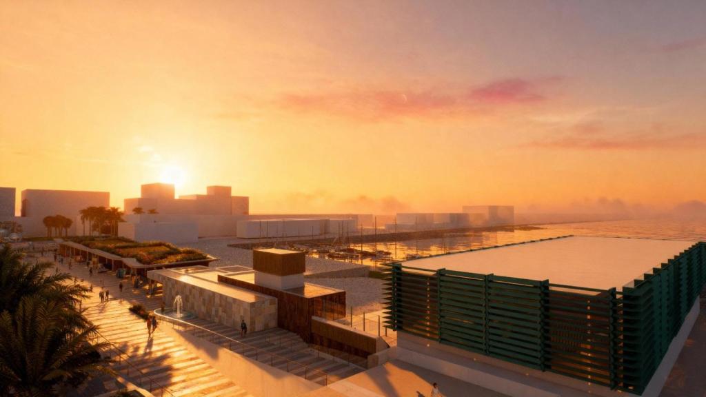 Render panorámico de la Fase 4: Remodelación del Paseo de la Marina.