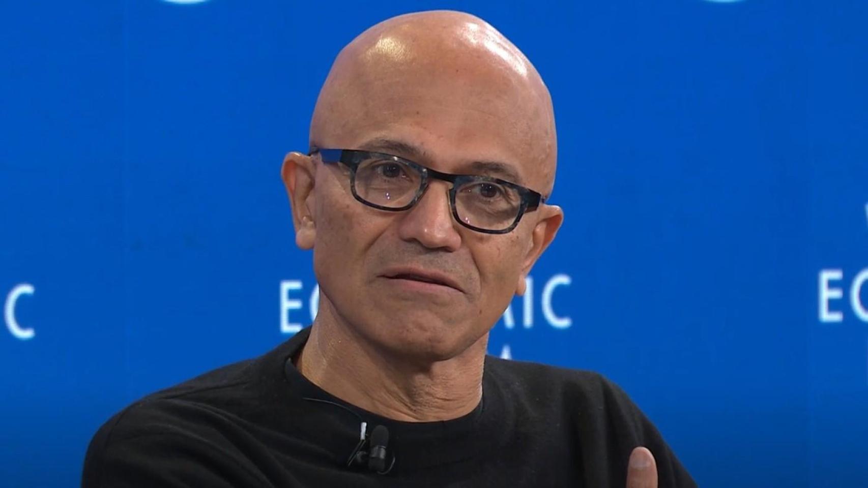 Satya Nadella, presidente y director ejecutivo de Microsoft, durante su intervención en el Foro de Davos 2026.