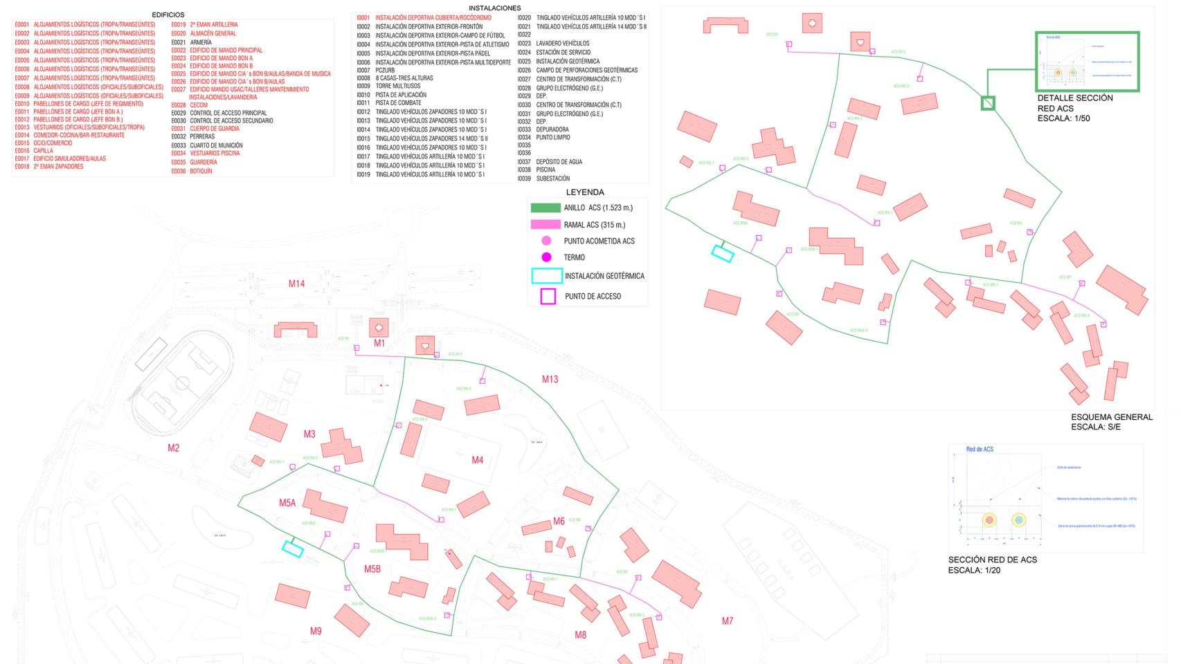 Detalle de la futura distribución del campamento militar de Monte la Reina