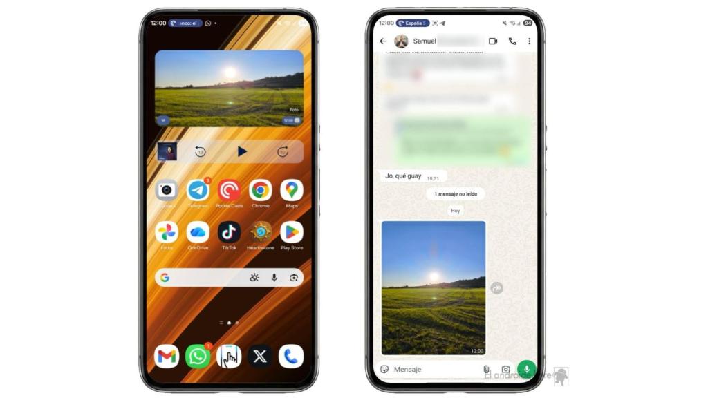 View Widget en el escritorio e imagen en WhatsApp