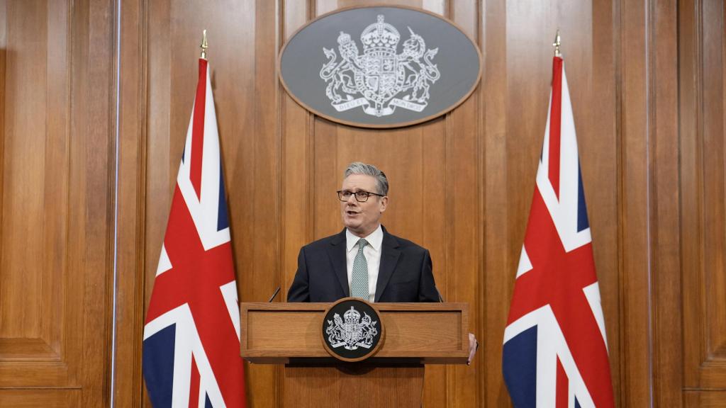 Keir Starmer este lunes en un discurso contra los aranceles de Trump por Groenlandia.