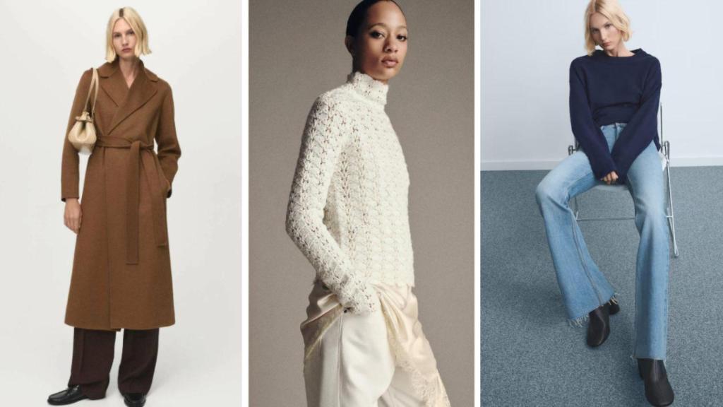 Nieves Álvarez lleva tres piezas básicas en sus redes sociales: un abrigo en color camel, un jersey crudo y unos vaqueros acampanados.