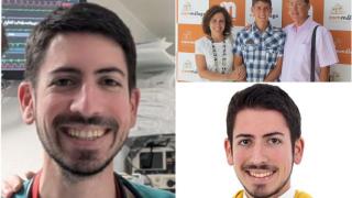 Montaje: Saldaña en el trabajo; con sus padres en el Colegio de Médicos de Málaga; y recién graduado de Medicina.