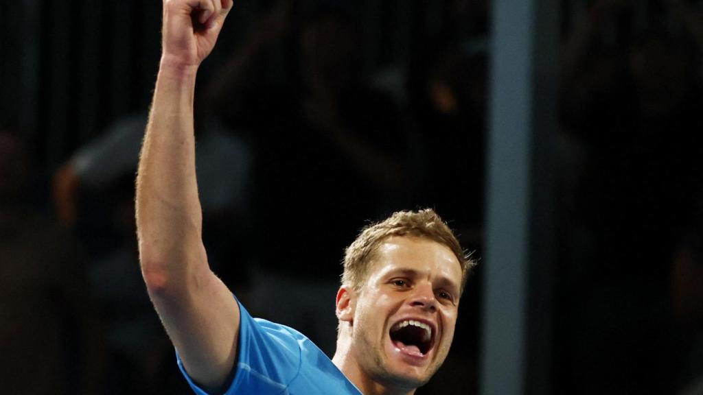 Yannick Hanfmann celebra su victoria en la primera ronda del Open de Australia.