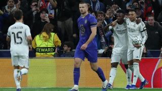 Vinicius y Mbappé celebran un gol contra el Mónaco