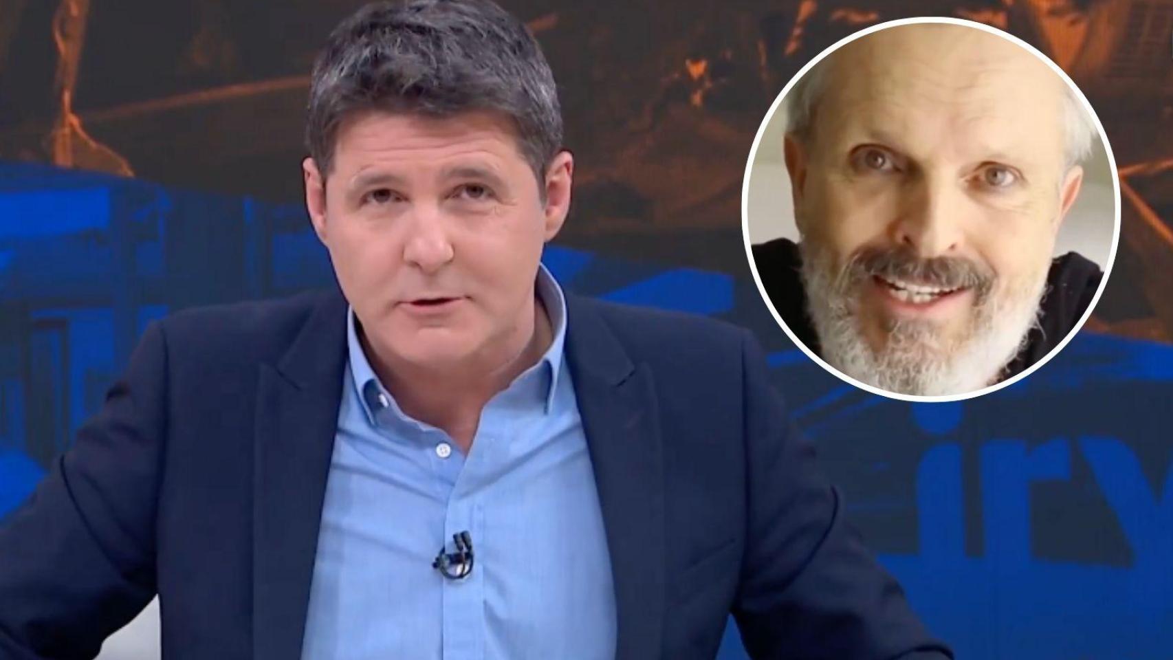 Jesús Cintora y Miguel Bosé en un montaje de BUPER