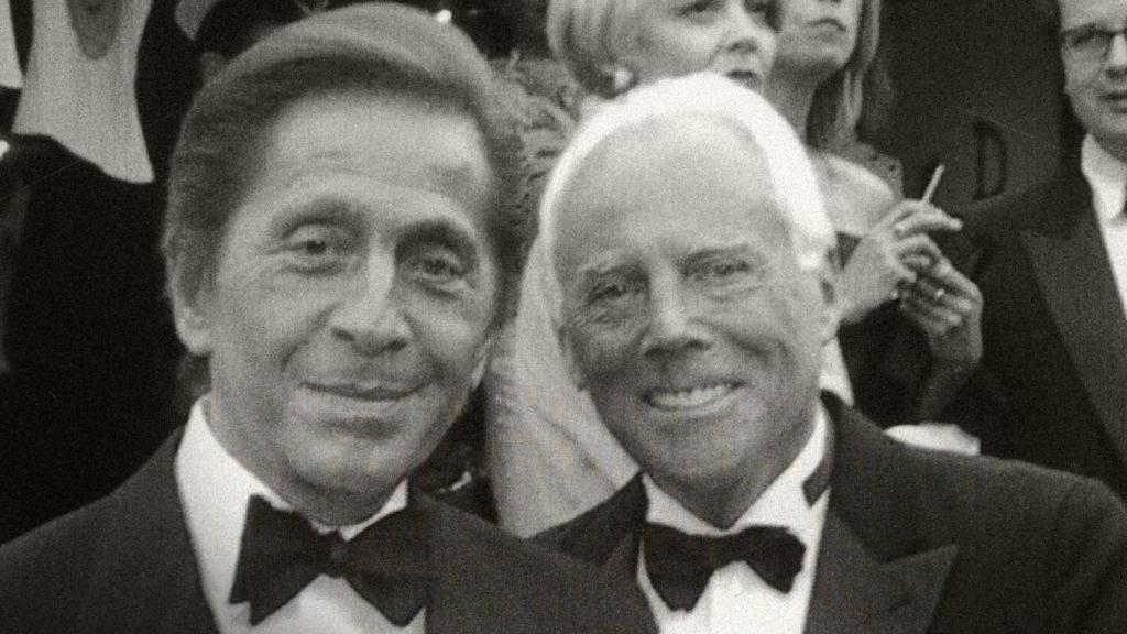 Valentino y Giorgio Armani en una imagen compartida en las redes sociales de Valentino.