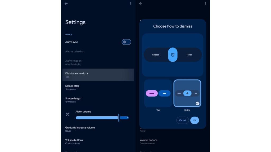 Nueva opción para silenciar la alarma en la app de Reloj de Google