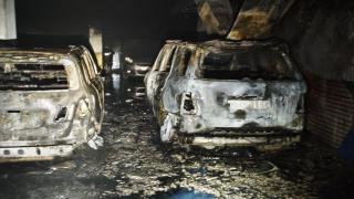 Estado de los coches que ardieron en un garaje de A Coruña