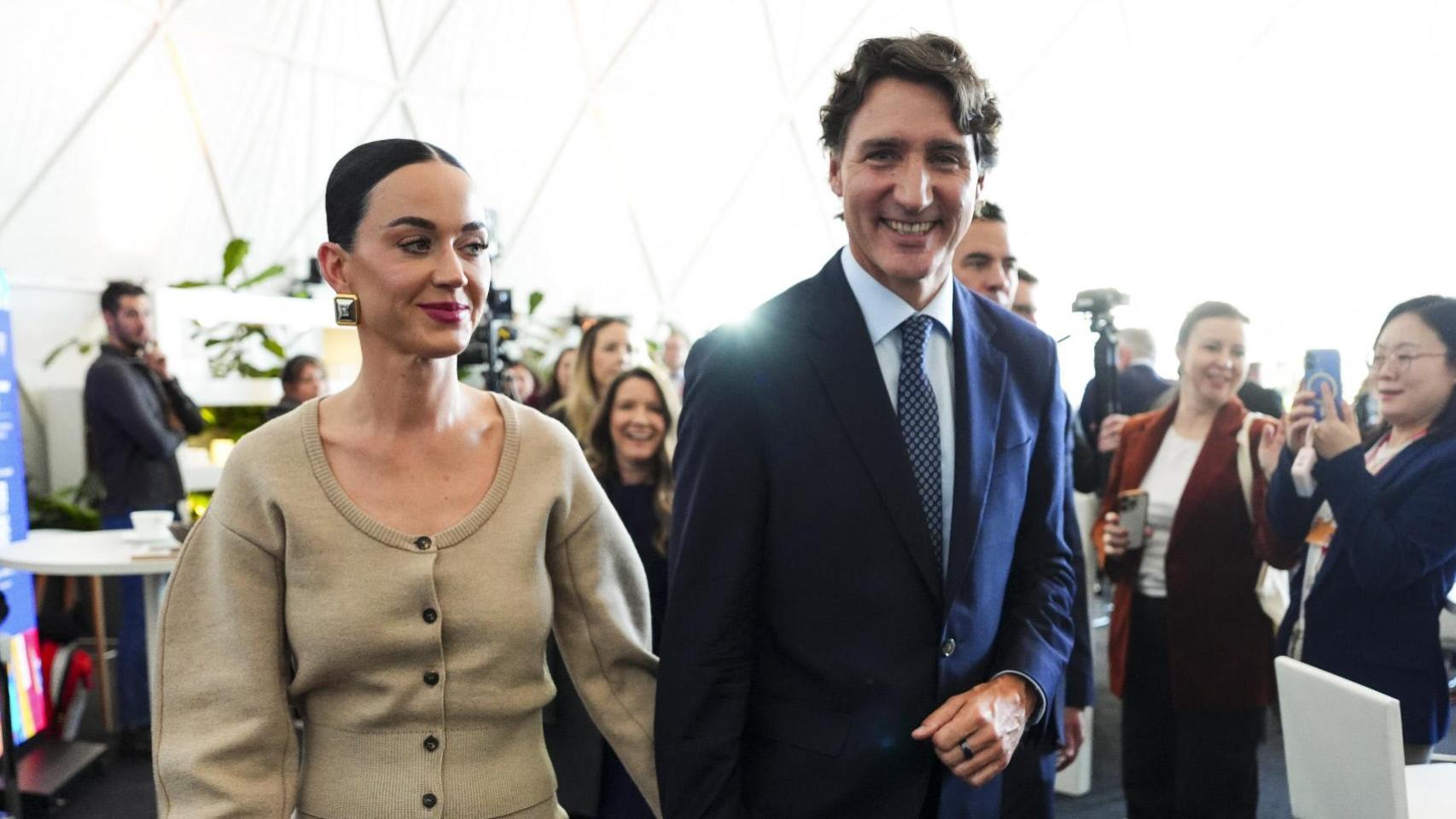 Katy Perry y Justin Trudeau, en el Foro Económico Mundial (FEM), en Davos.