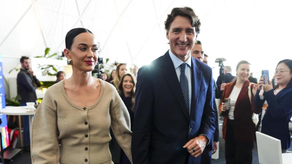 Katy Perry y Justin Trudeau, en el Foro Económico Mundial (FEM), en Davos.