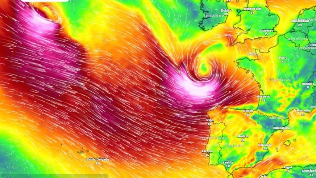 La aproximación de la borrasca Ingrid. Meteored.