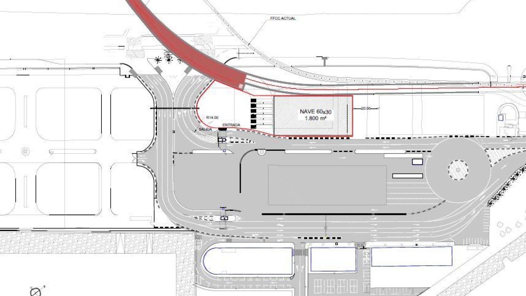 Plano del puerto de Málaga con la localización de la parcela sobre la que se proyecta la gran nave frigorífica.