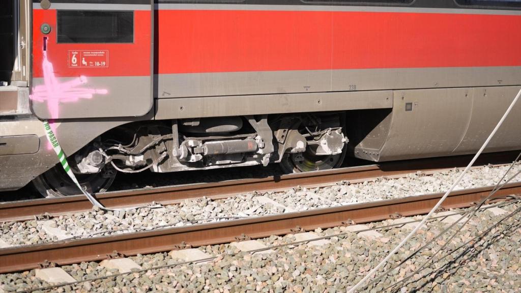 Imagen de las ruedas del tren Iryo siniestrado este domingo en Adamuz.