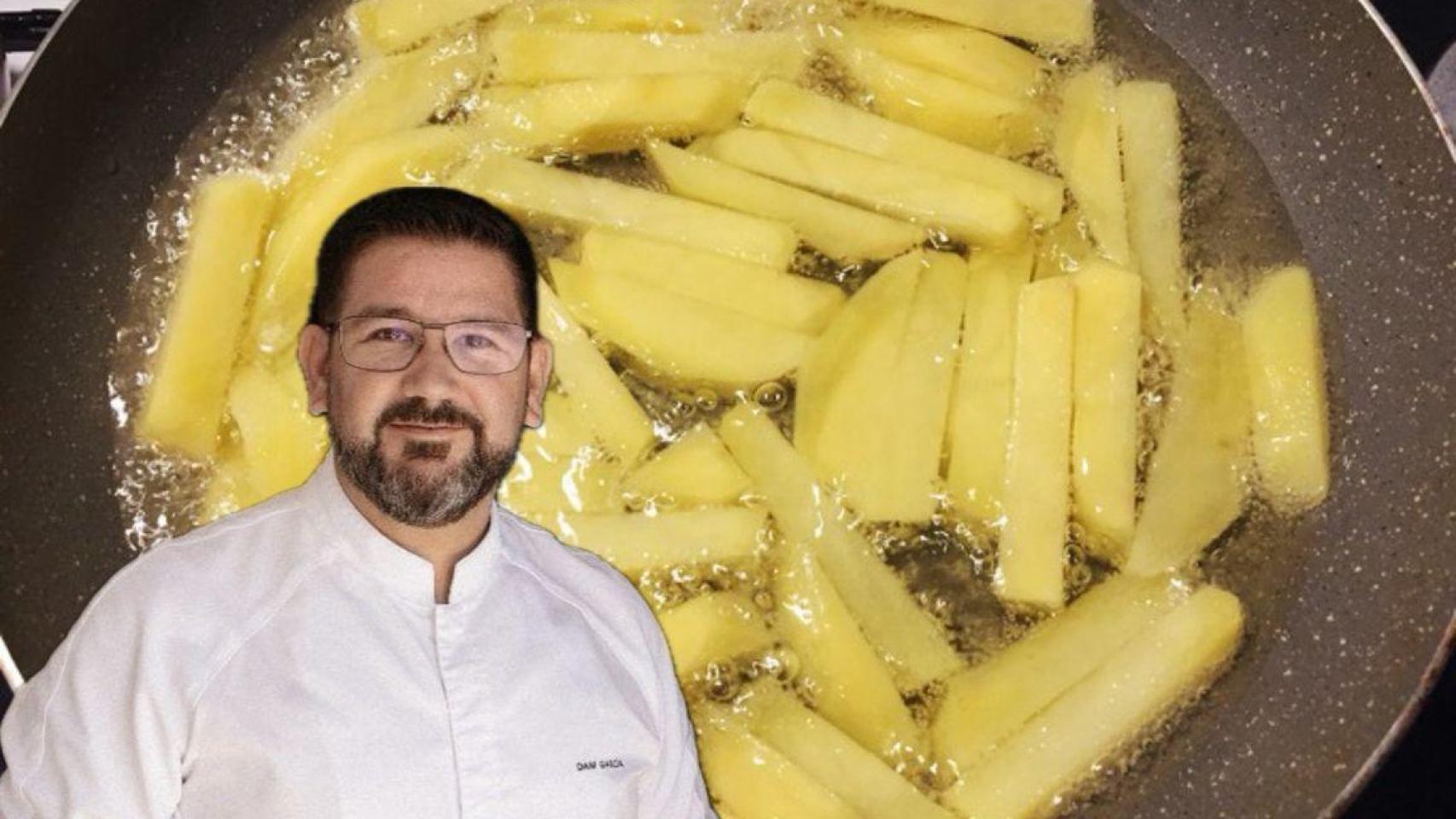 Dani García junto a unas patatas fritas.