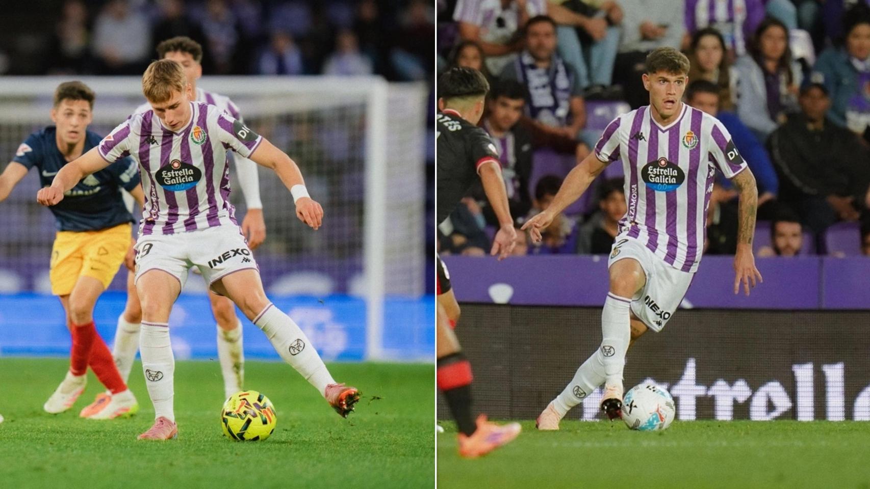 Arnu, a la izquierda, y Trilli, a la derecha, en un partido con el Pucela