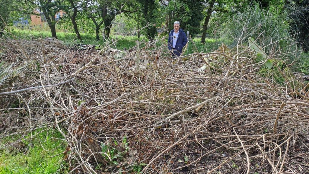 Miguel Martín, concejal del PP de Vigo, frente a maleza