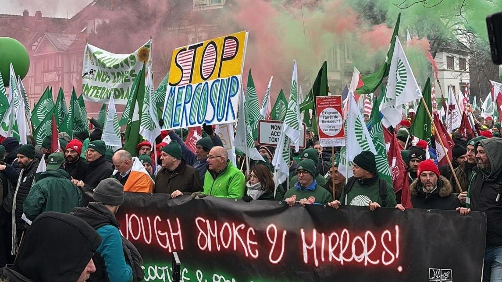 Protestas contra el acuerdo UE-Mercosur.