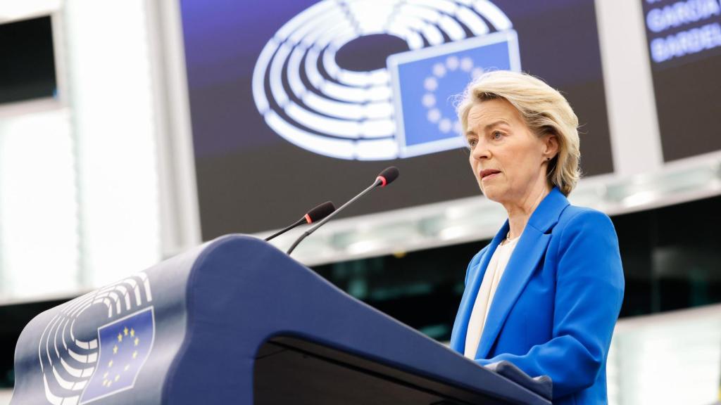 The president of the Commission, Ursula von der Leyen, during her speech this Wednesday in the European Parliament