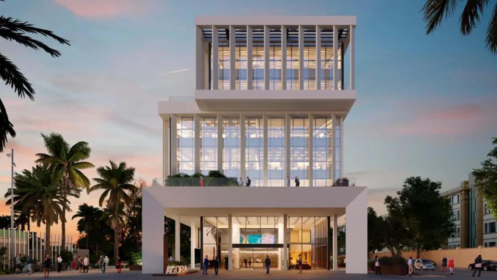 Infografía del edificio Ágora, en el litoral oeste de Málaga.