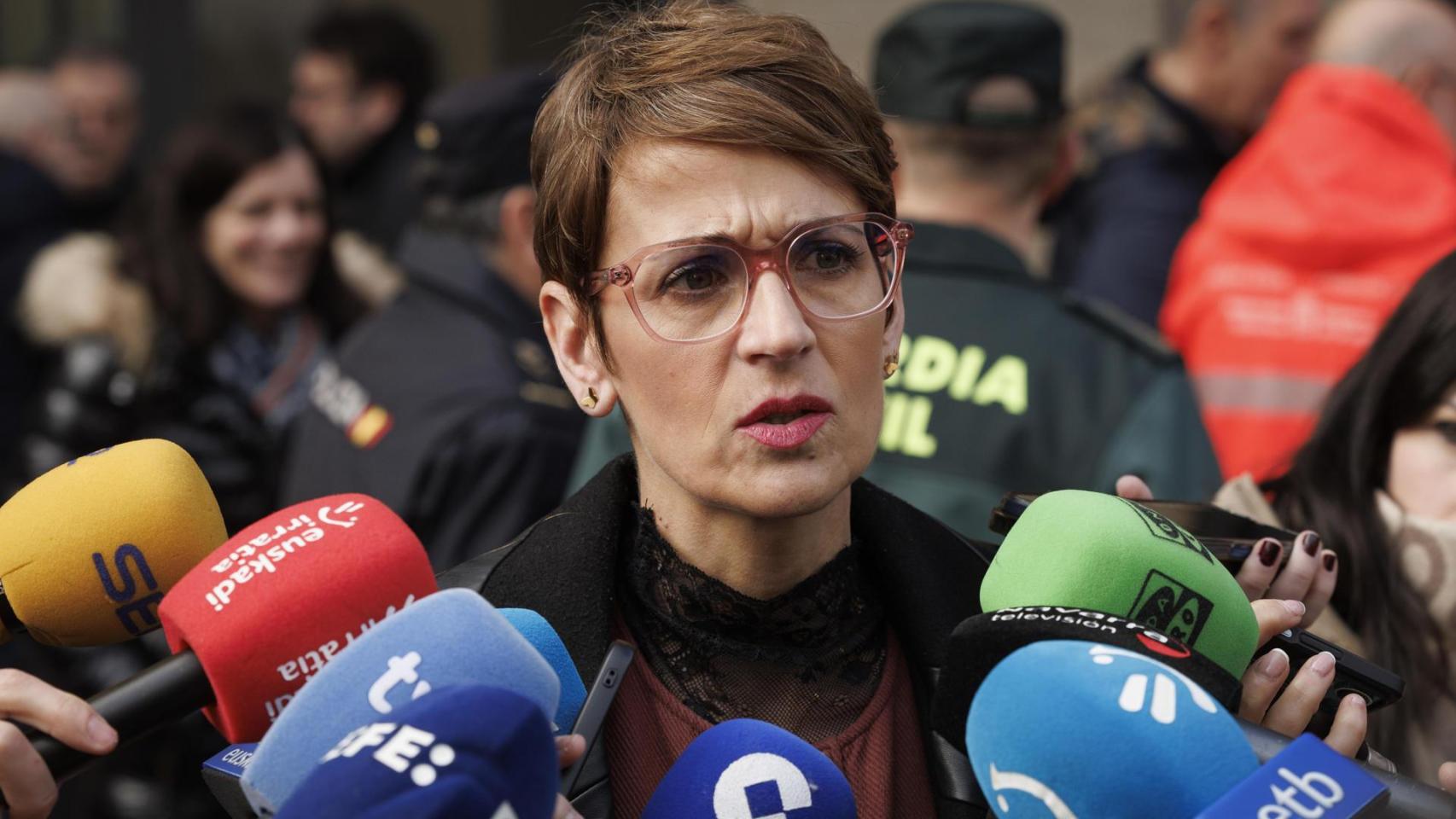 La presidenta del Gobierno de Navarra, María Chivite, este lunes.