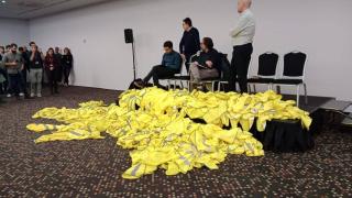 Plante de maquinistas al presidente de Renfe en Barcelona este miércoles.