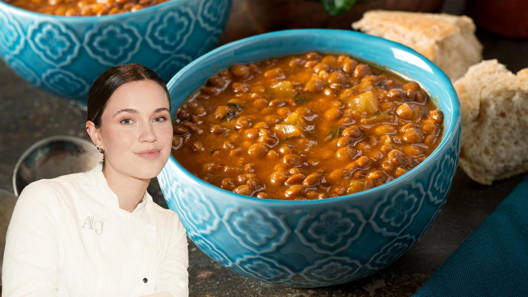 Vero Gómez, cocinera, en un montaje de El Español