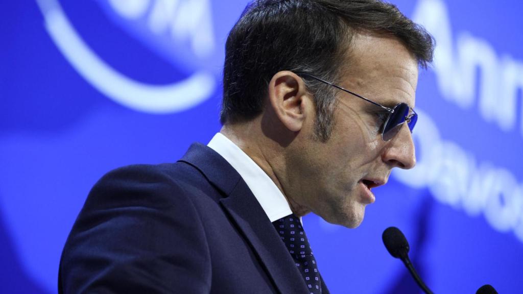Emmanuel Macron durante su intervención en Davos.