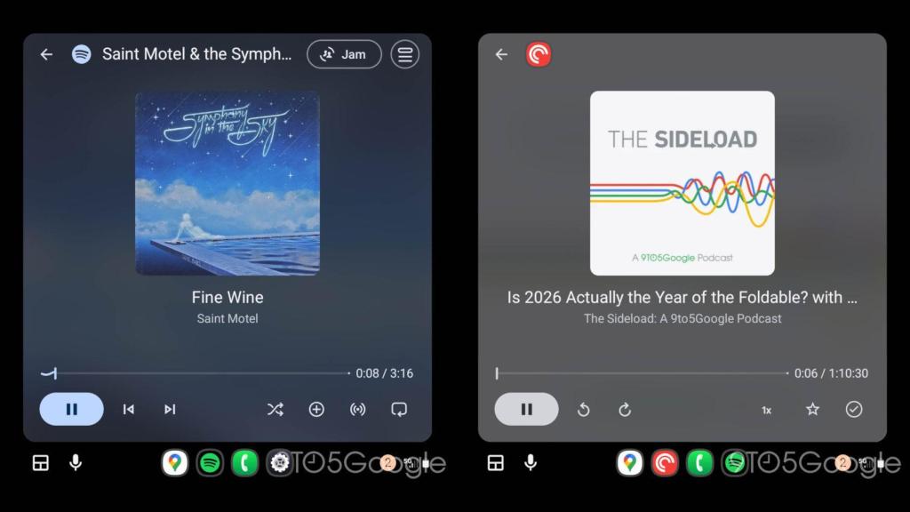El nuevo reproductor de Android Auto con las apps de Spotify y Pocket Cast