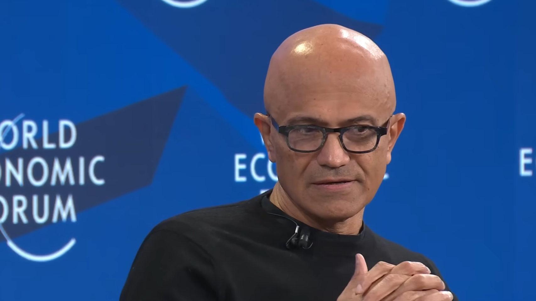 Satya Nadella, CEO de Microsoft, durante el Foro Económico Mundial 2026